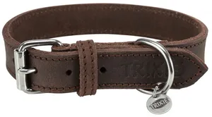 Kožený obojok RUSTIC - tmavo-hnedá S-M: 34-40cm/25mm
